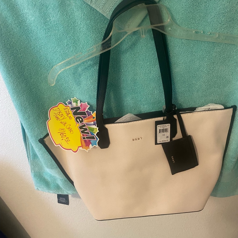 DKNY Black and cream Tote with Card
